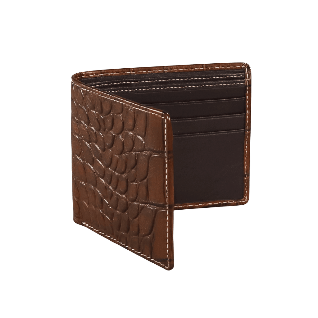 Bark Brown Mock Croc Leather Wallet