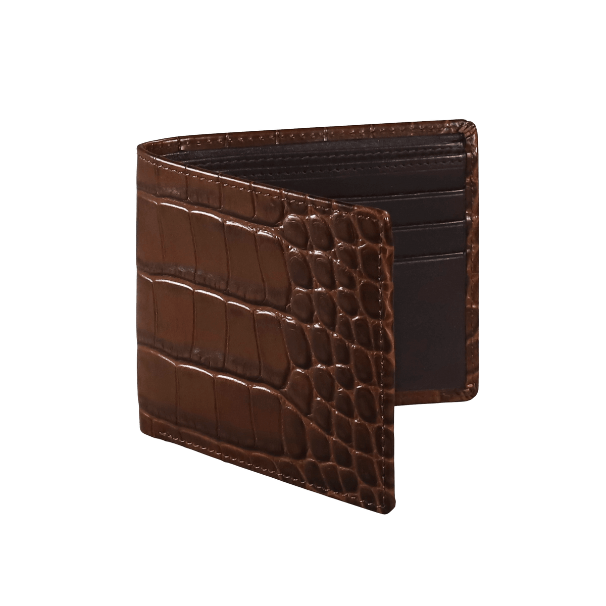 Brown Mock Croc Leather Wallet
