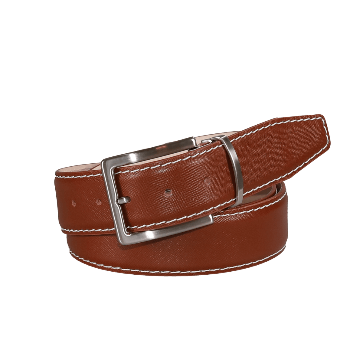 Cognac Saffiano Leather Belt
