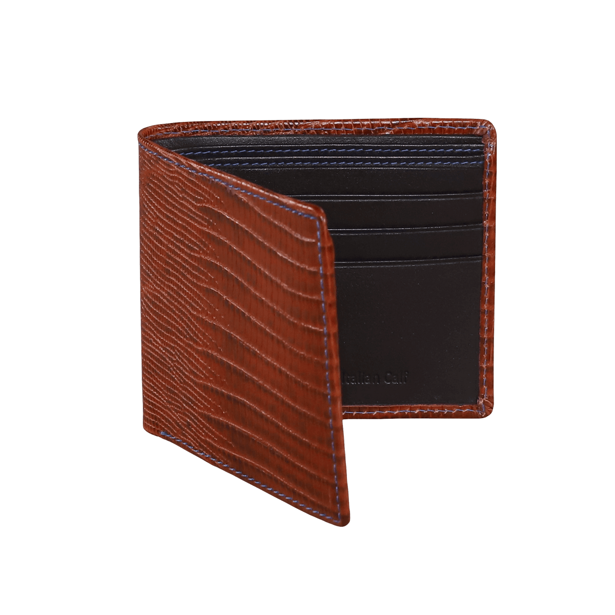 Cognac Mock Lizard Leather Wallet