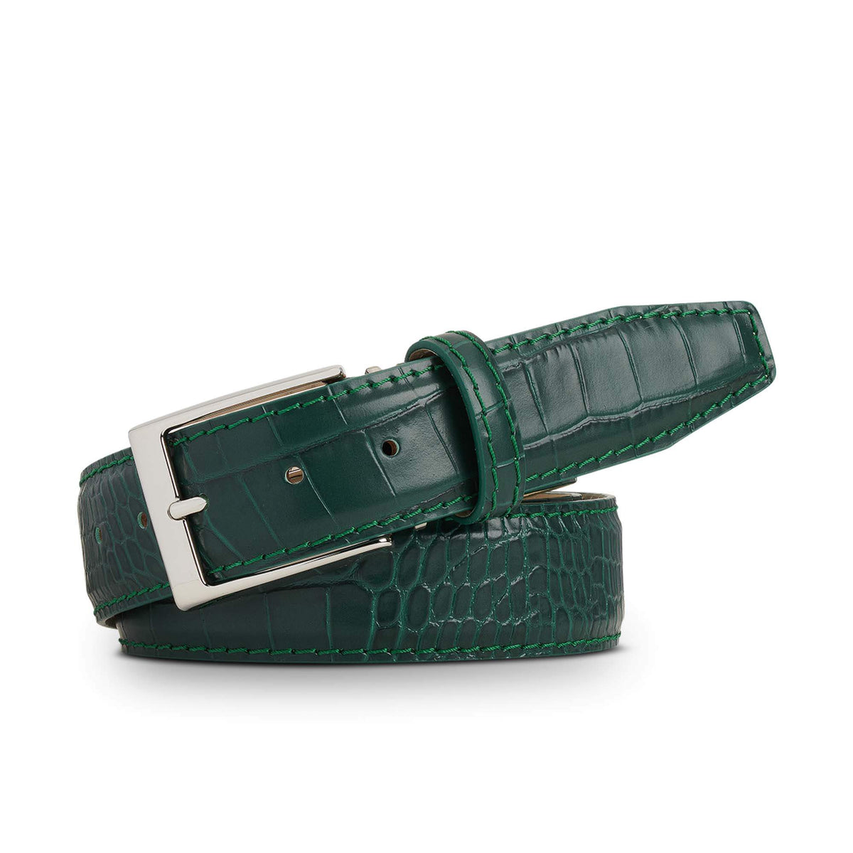 Emerald Mock Croc Leather Belt