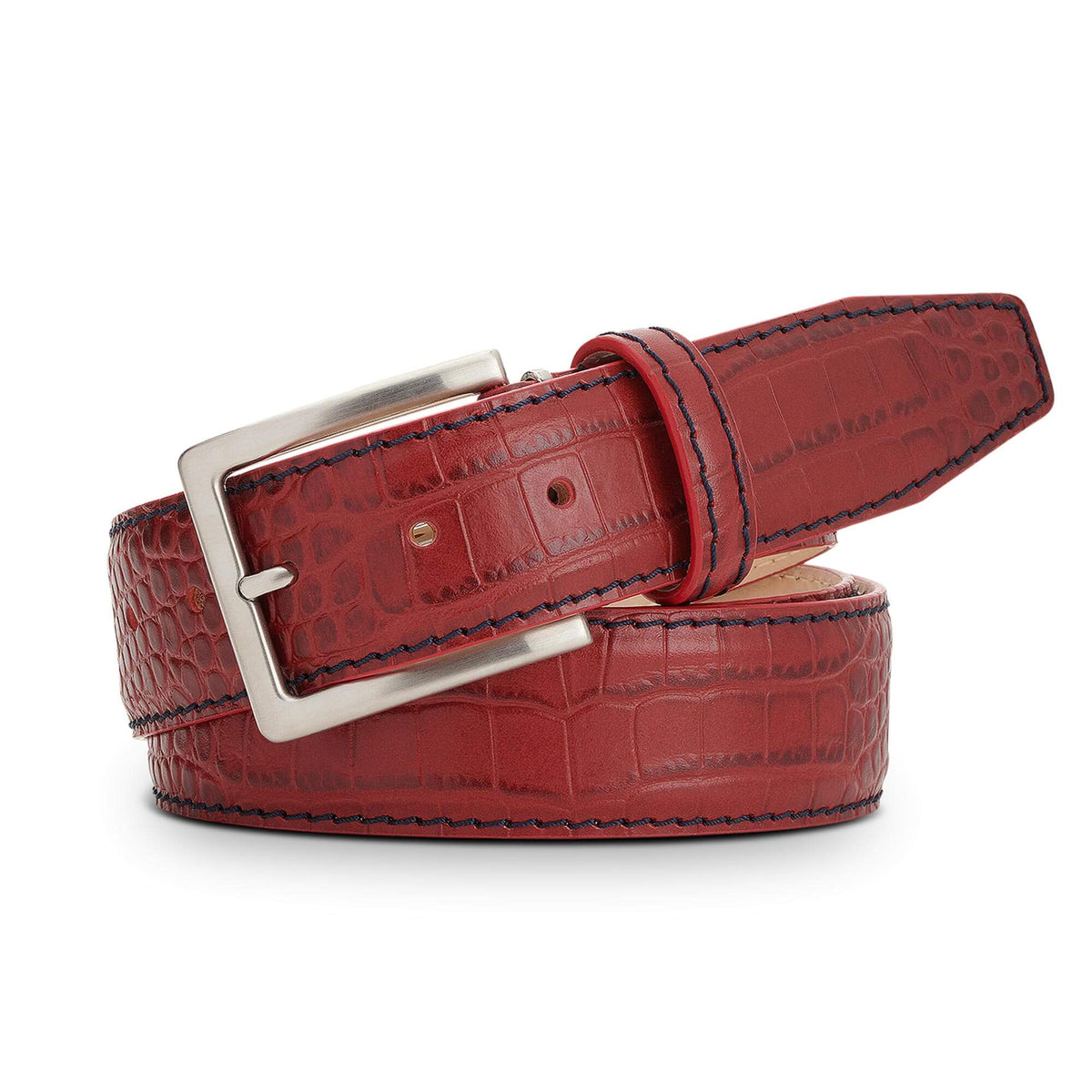 Ferrari Red Mock Croc Leather Belt