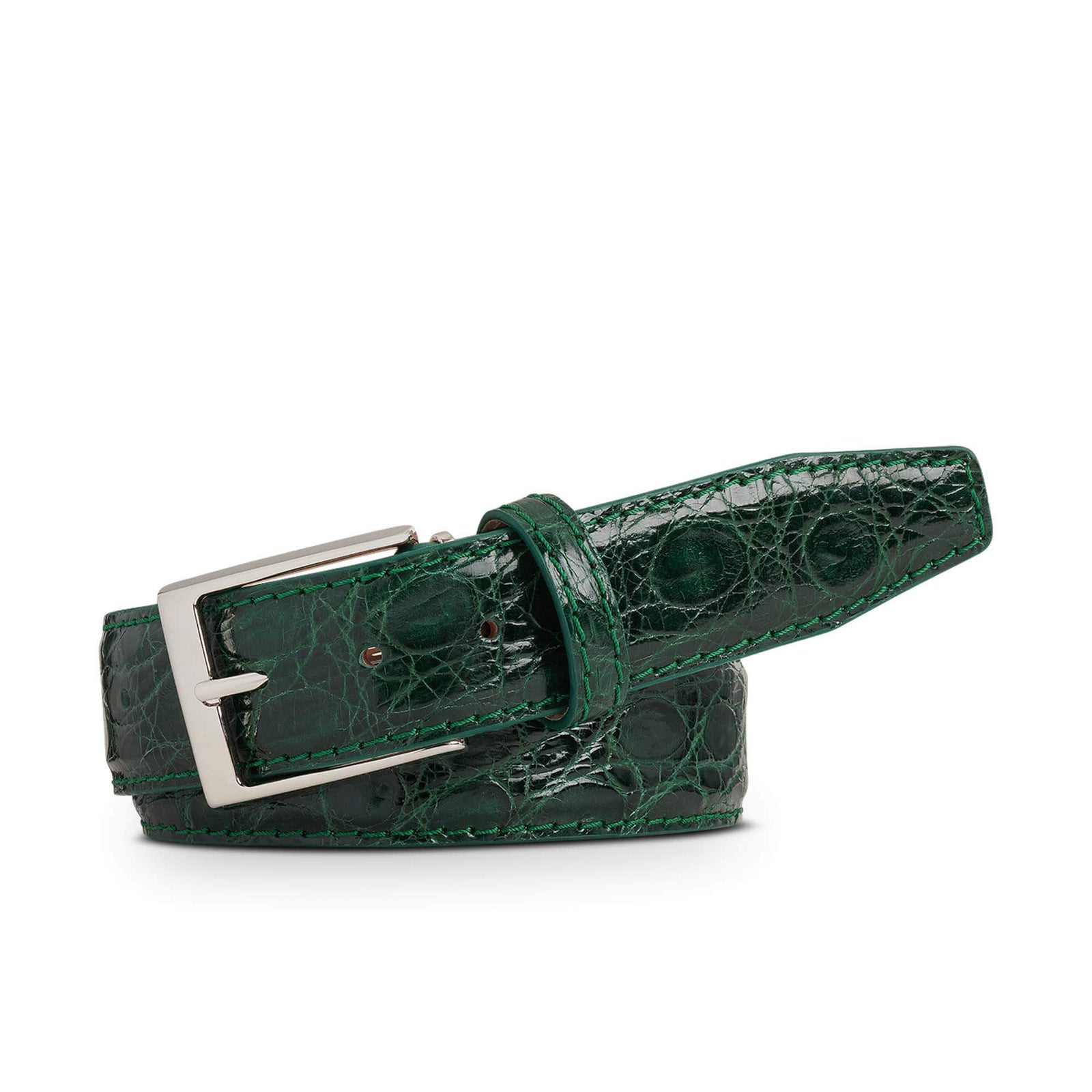 Green Caiman Crocodile Leather Belt