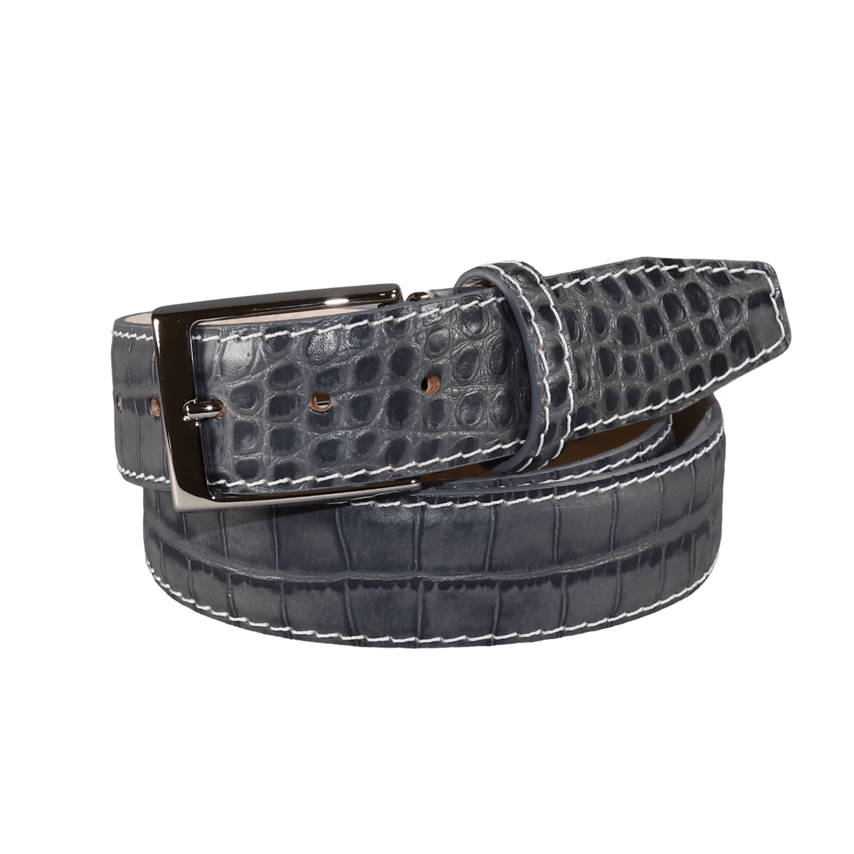 Gray Mock Gator Leather Belt