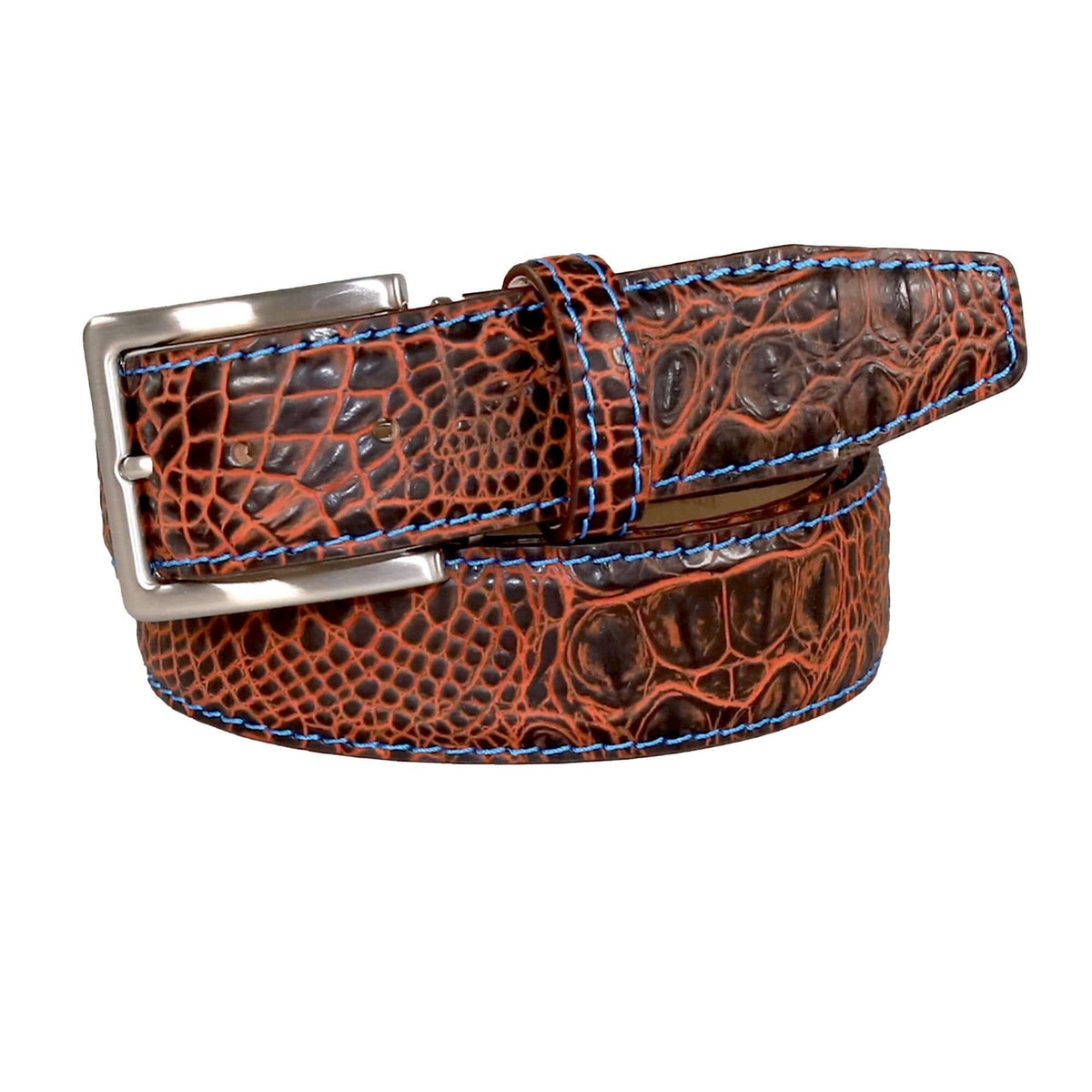 Honey Oak Mock Crocodile Leather Belt | Mens Premium Leather Goods | Mock Croc | Roger Ximenez