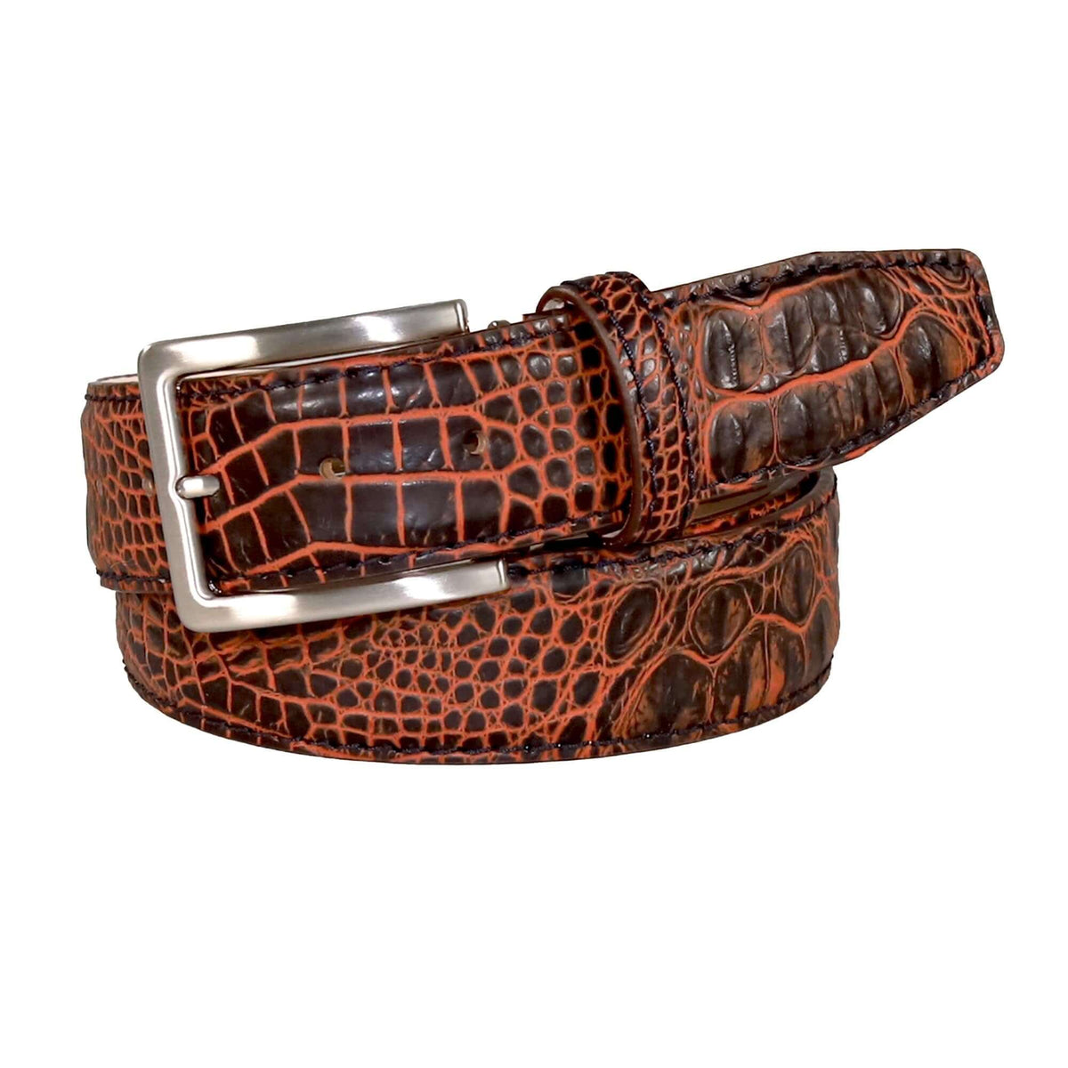 Honey Oak Mock Crocodile Leather Belt | Mens Premium Leather Goods | Mock Croc | Roger Ximenez