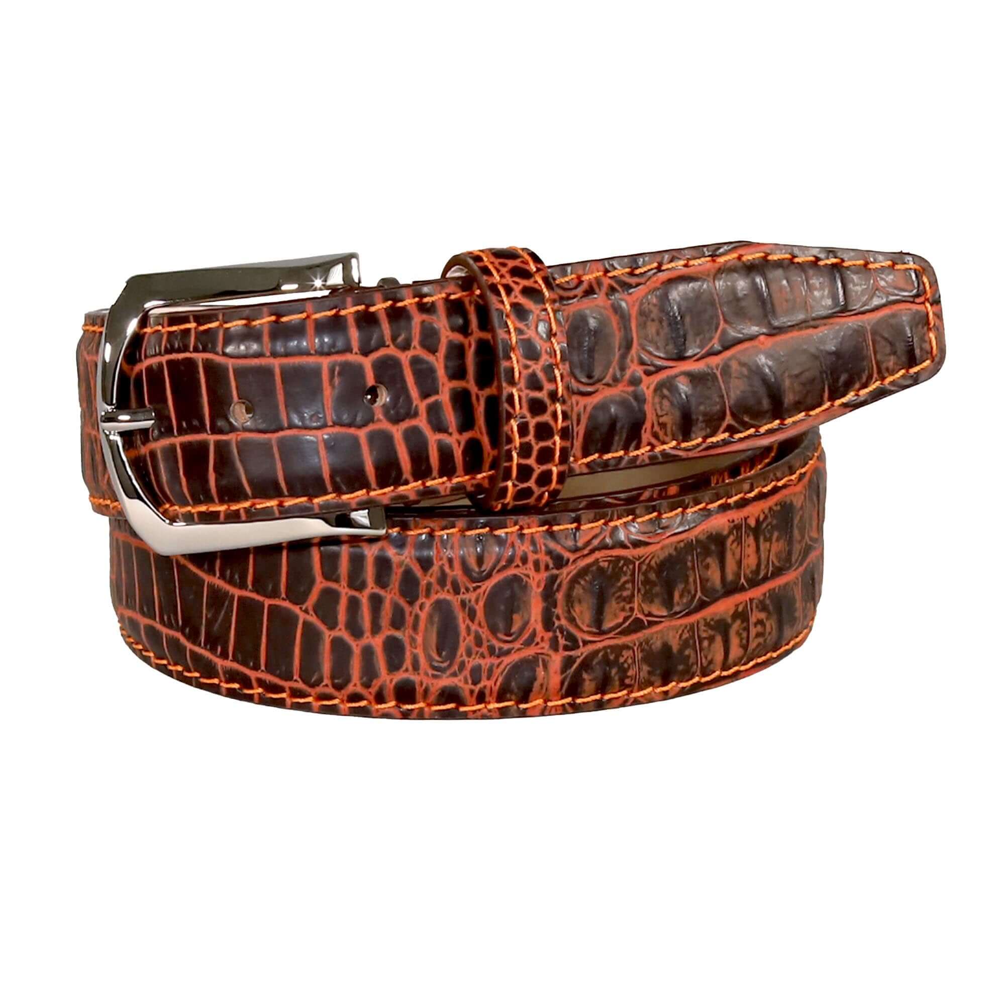 Honey Oak Mock Crocodile Leather Belt | Mens Premium Leather Goods