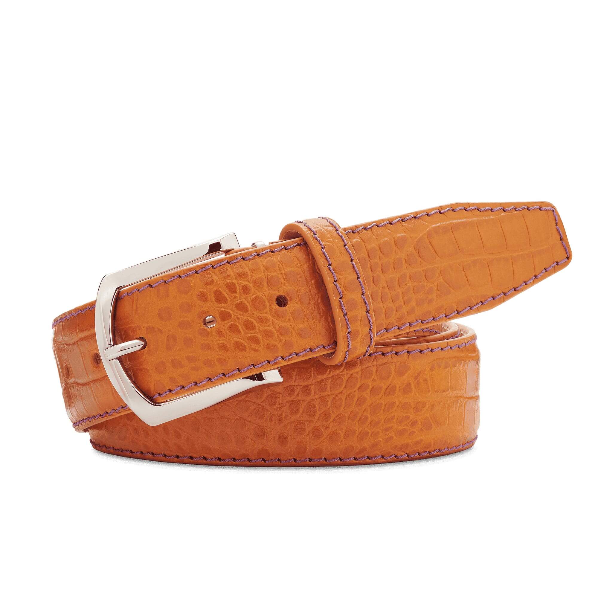 Justin Orange Mock Crocodile Leather Belt | Mens Leather Goods