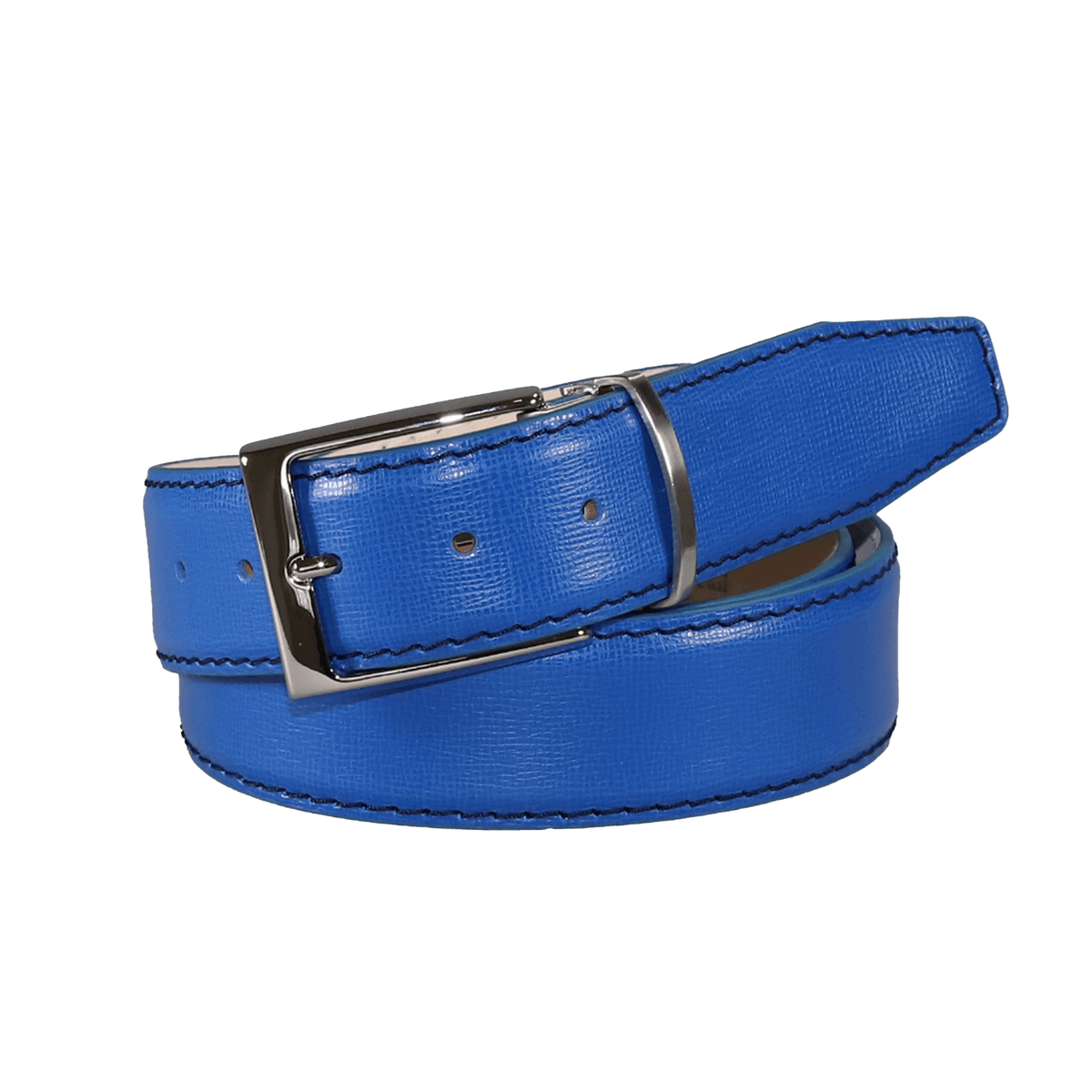 White Italian Pebble Grain Belt | Designer Belts | Roger Ximenez Cobalt / 36 / 40mm