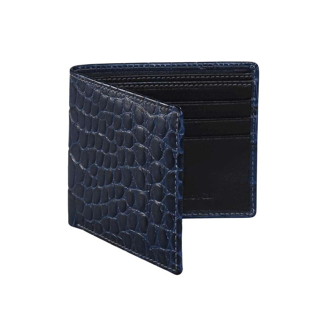 Navy Mock Croc Leather Wallet | Roger Ximenez