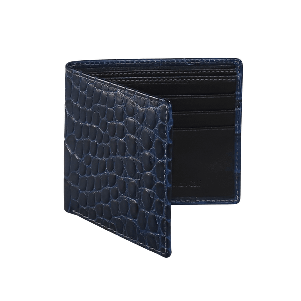 Navy Mock Croc Leather Wallet | Roger Ximenez