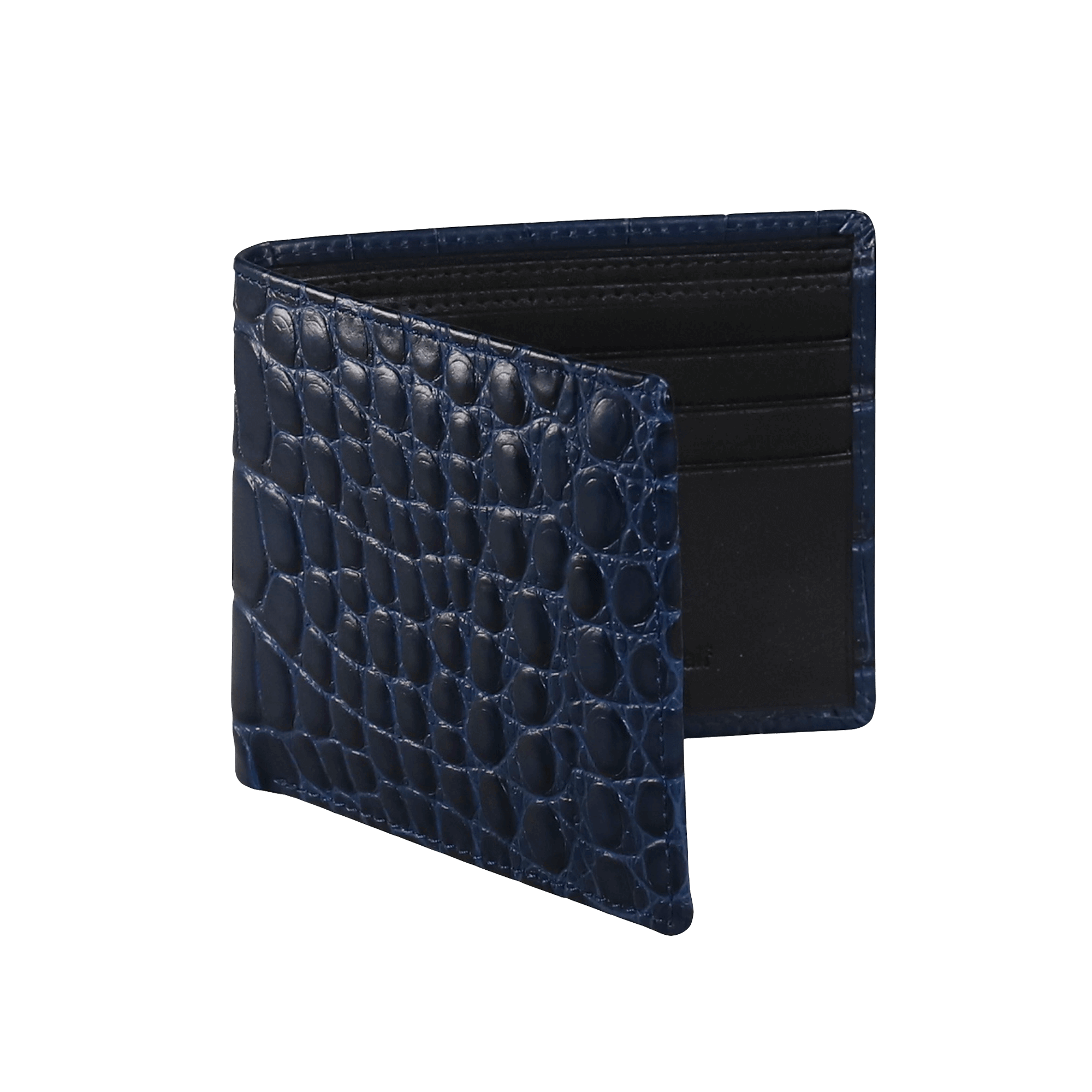 Navy Mock Croc Leather Wallet | Roger Ximenez