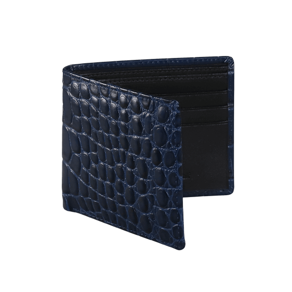 Navy Mock Croc Leather Wallet | Roger Ximenez
