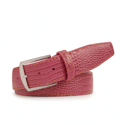 bio wear HIDDEN POCKET LEATHER BELT ピンク PinkMockgator_bamboostitching_