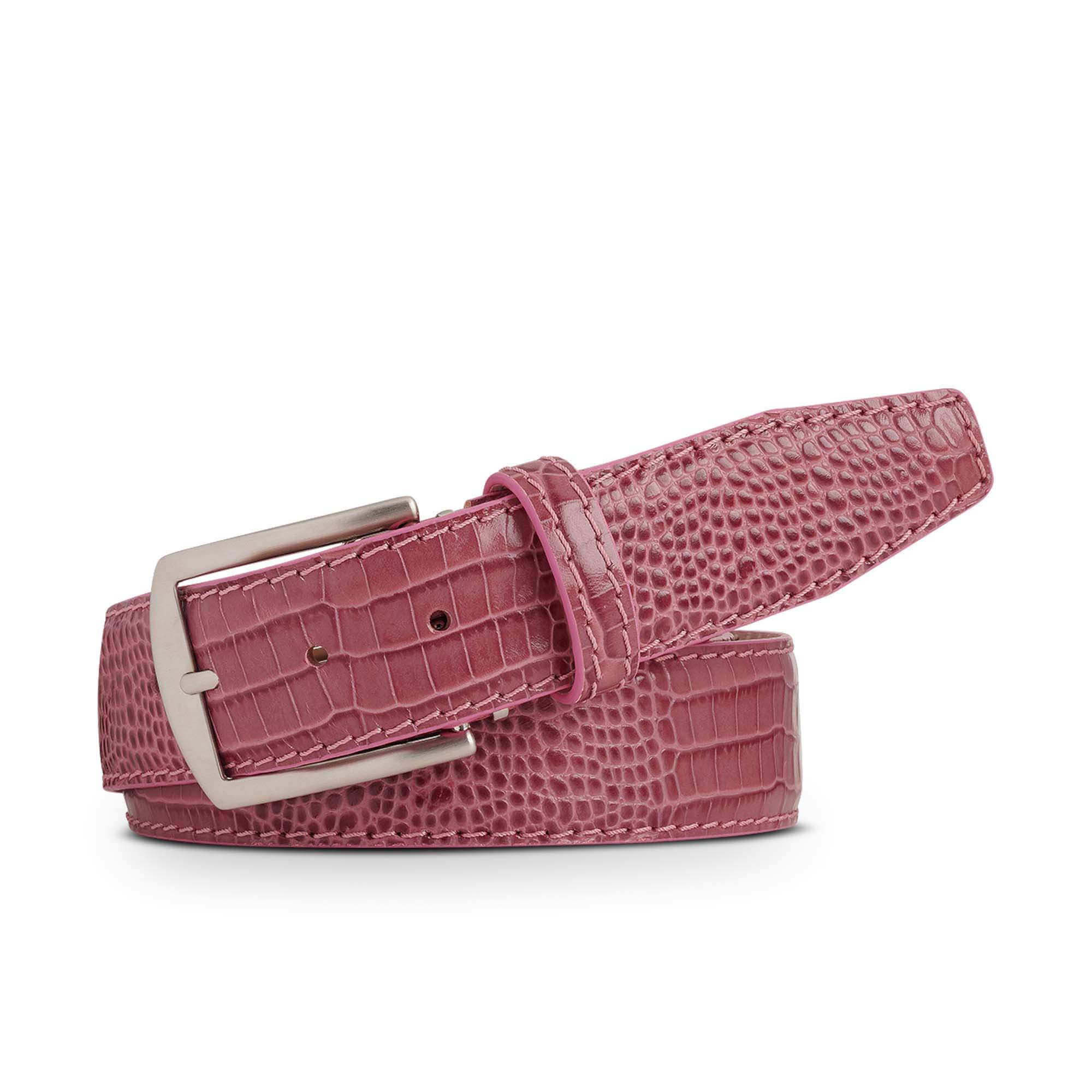 Pink Mock Gator Leather Belt