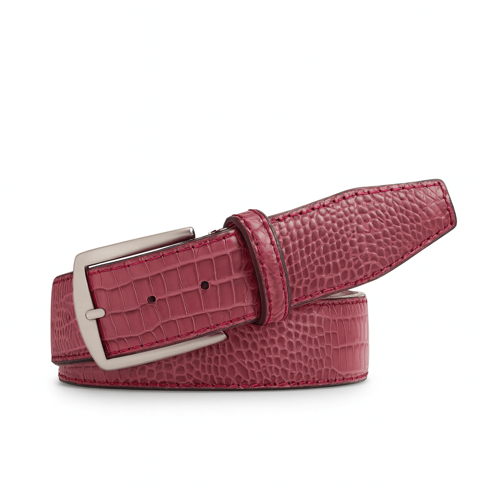 Pink Mock Gator Leather Belt