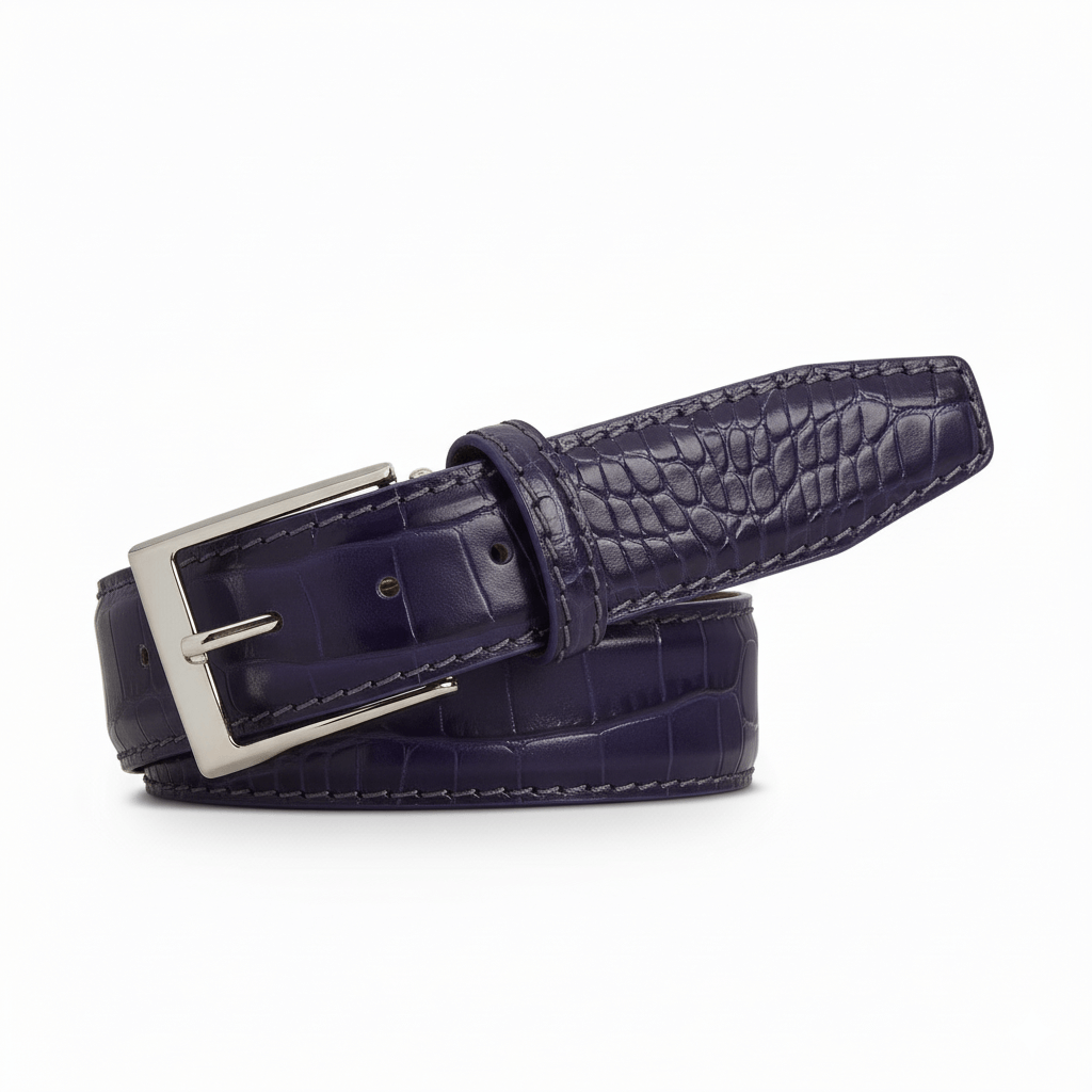 Purple Mock Croc Leather Belt