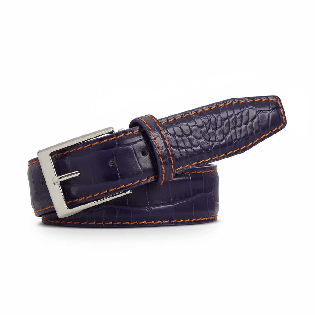 Purple Mock Croc Leather Belt