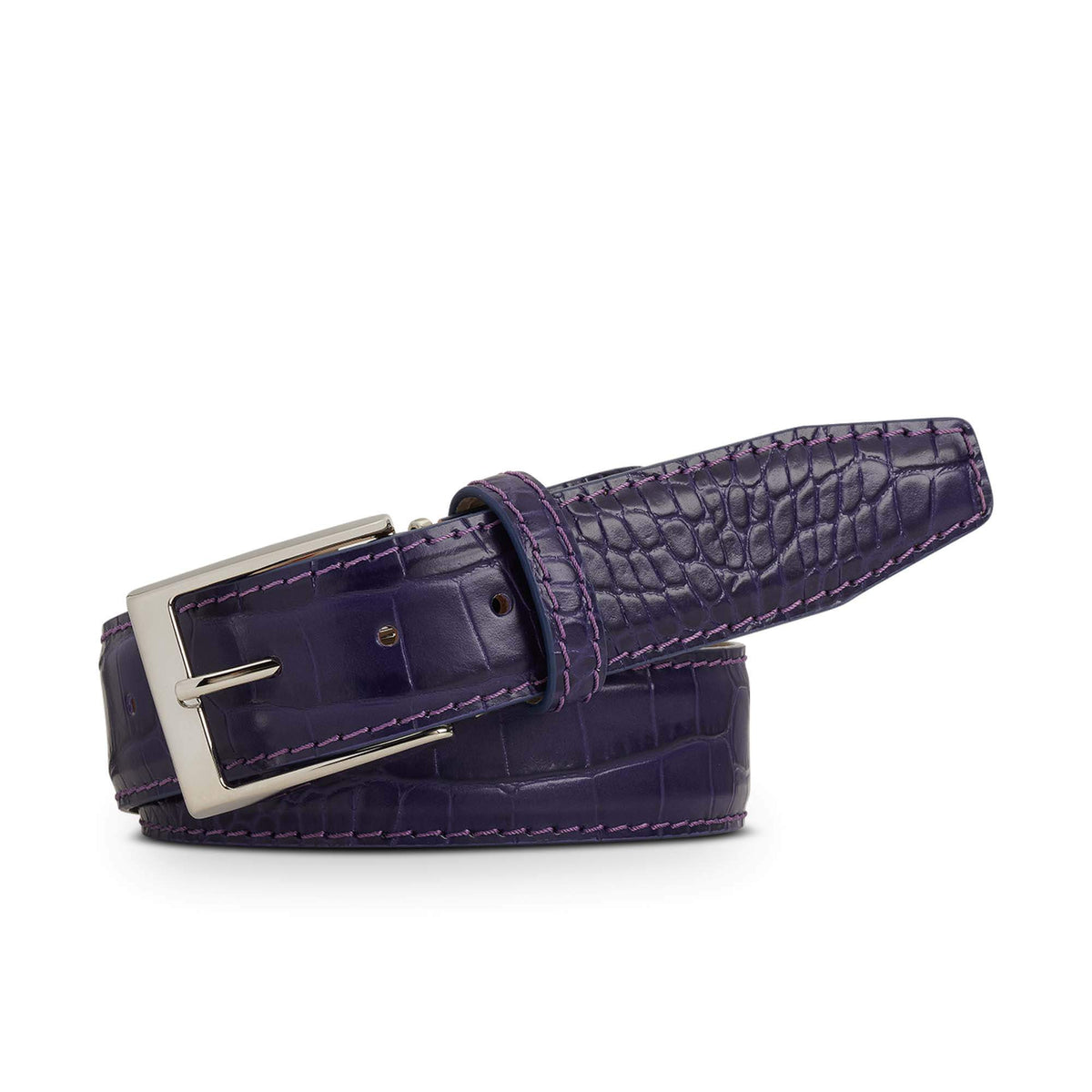 Purple Mock Croc Leather Belt