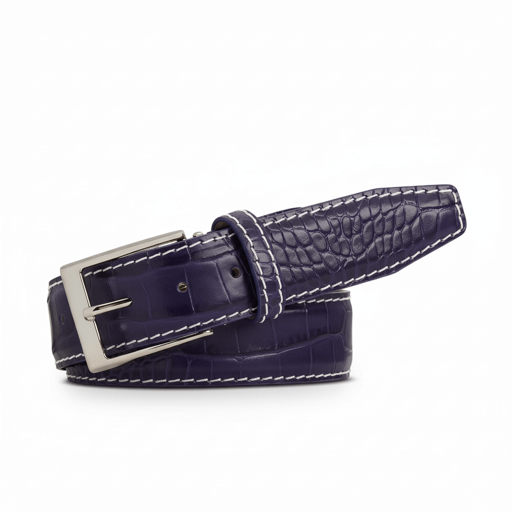Purple Mock Crocodile Leather Belt | Mens Leather Goods