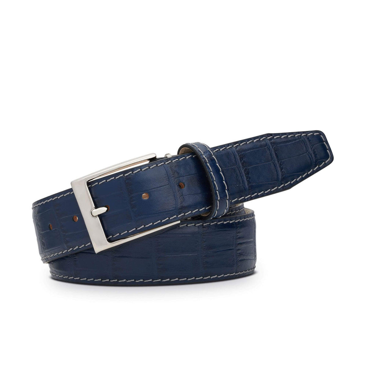 Federal Blue Mock Caiman Belt - Durable Italian Leather | Roger Ximenez | Mock Caiman | Roger Ximenez