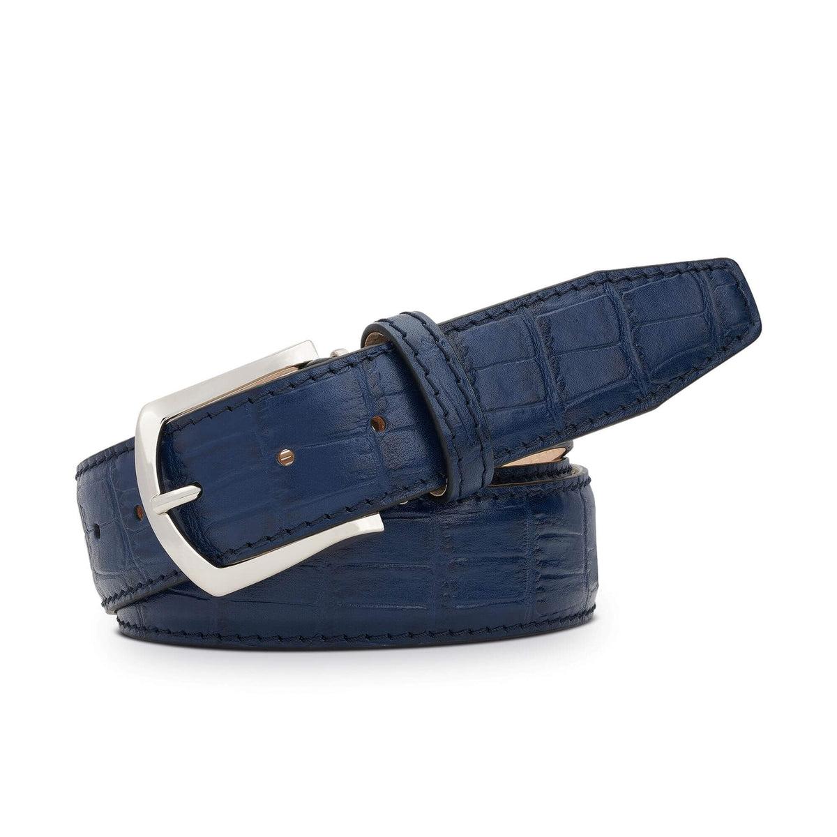 Federal Blue Mock Caiman Belt - Durable Italian Leather | Roger Ximenez | Mock Caiman | Roger Ximenez
