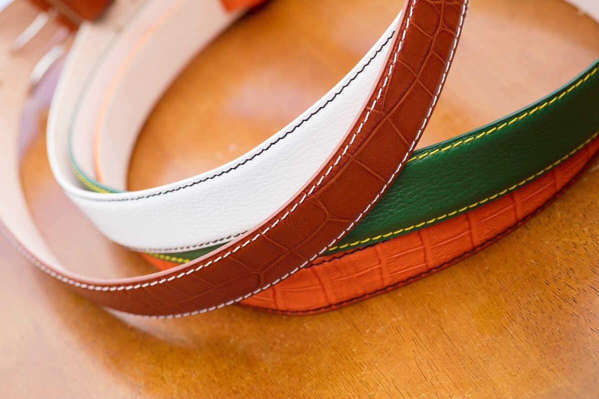 White Italian Pebble Grain Belt | Designer Belts | Roger Ximenez Cobalt / 36 / 40mm