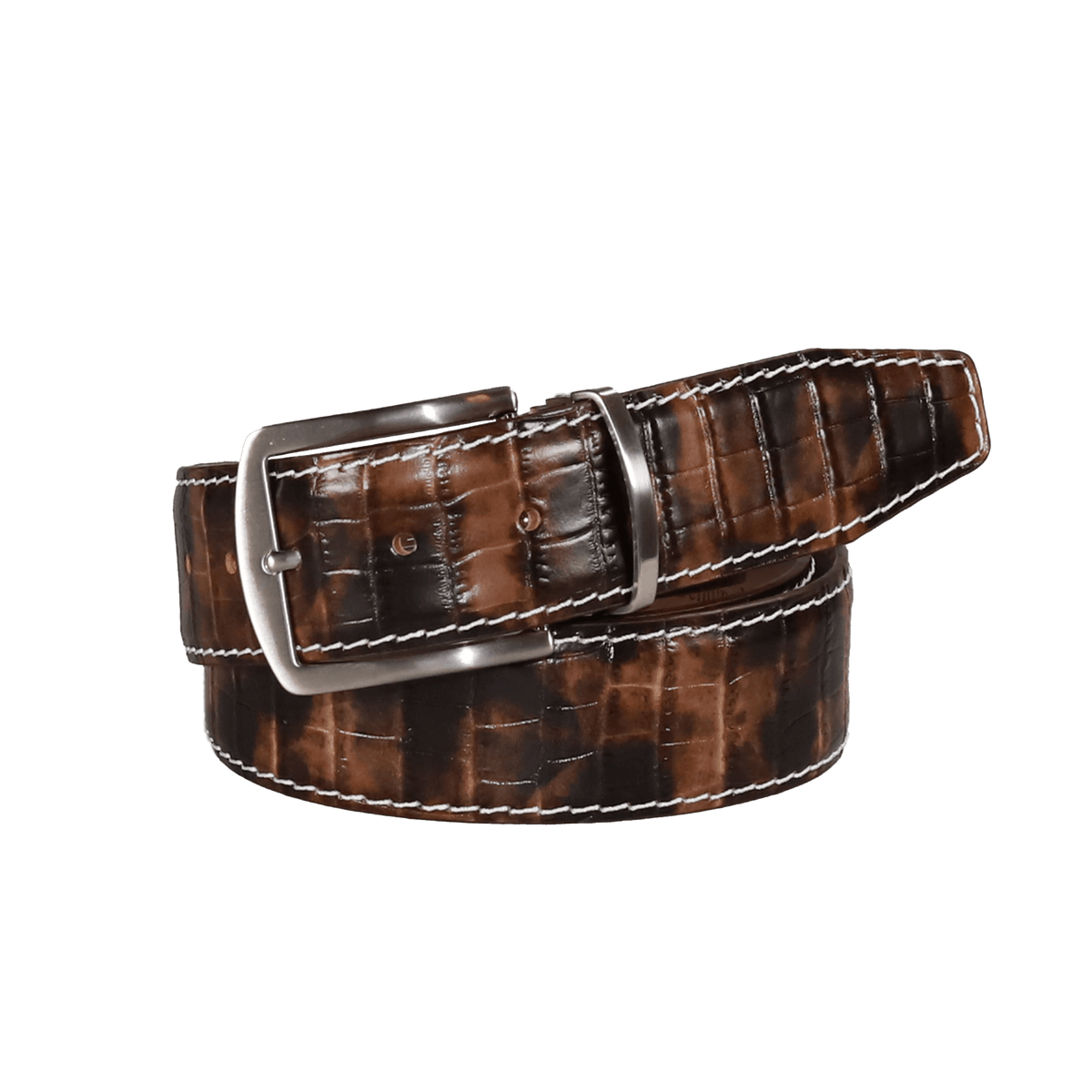 Vintage Brown Mock Croc Leather Belt