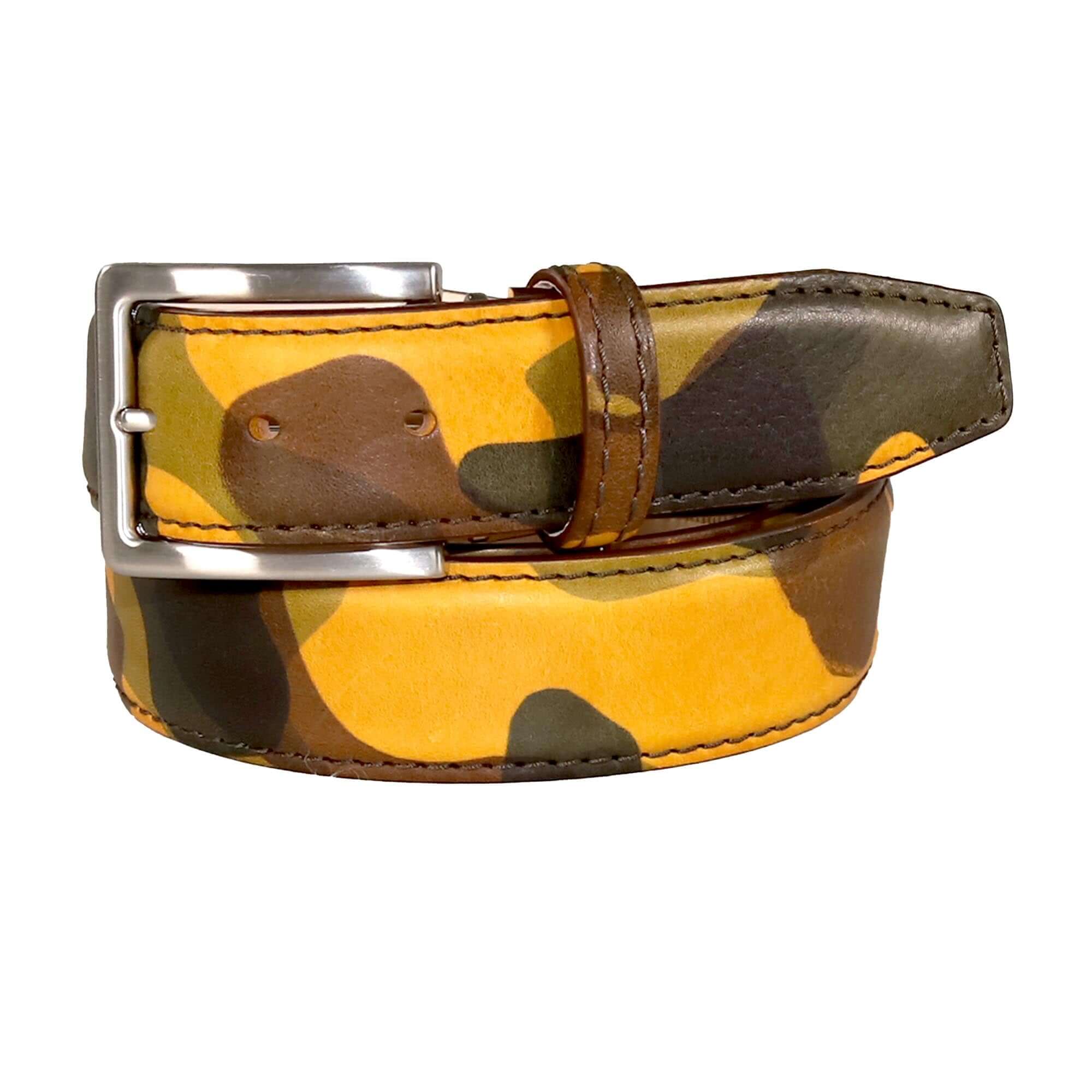 Saffron Camo Leather Belt – Men's Belts | Roger Ximenez | Italian Calf | Roger Ximenez