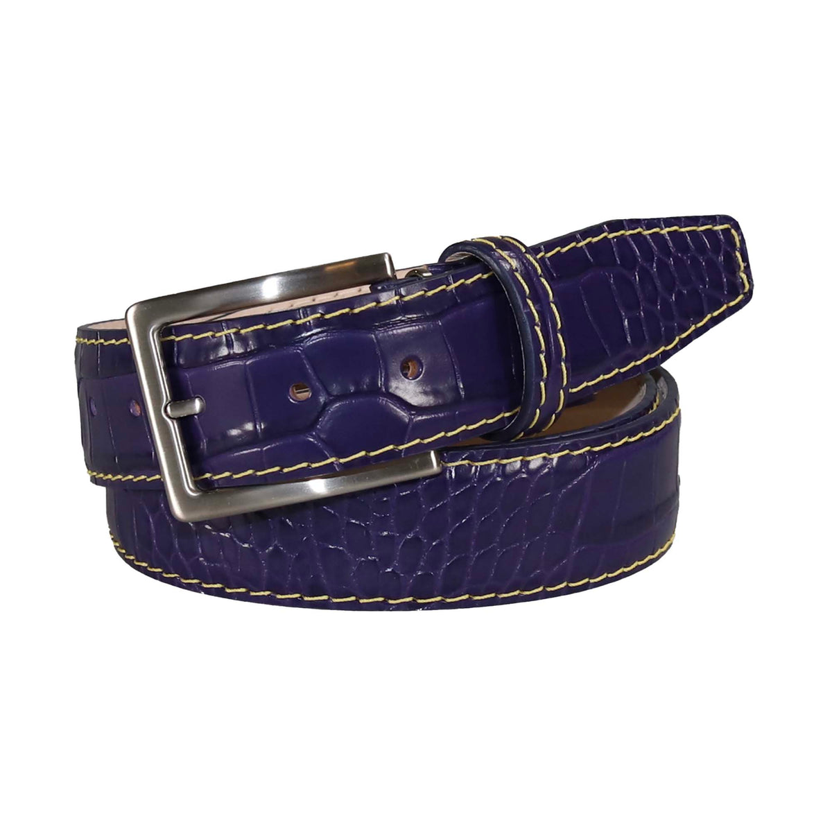 Purple Mock Croc Leather Belt