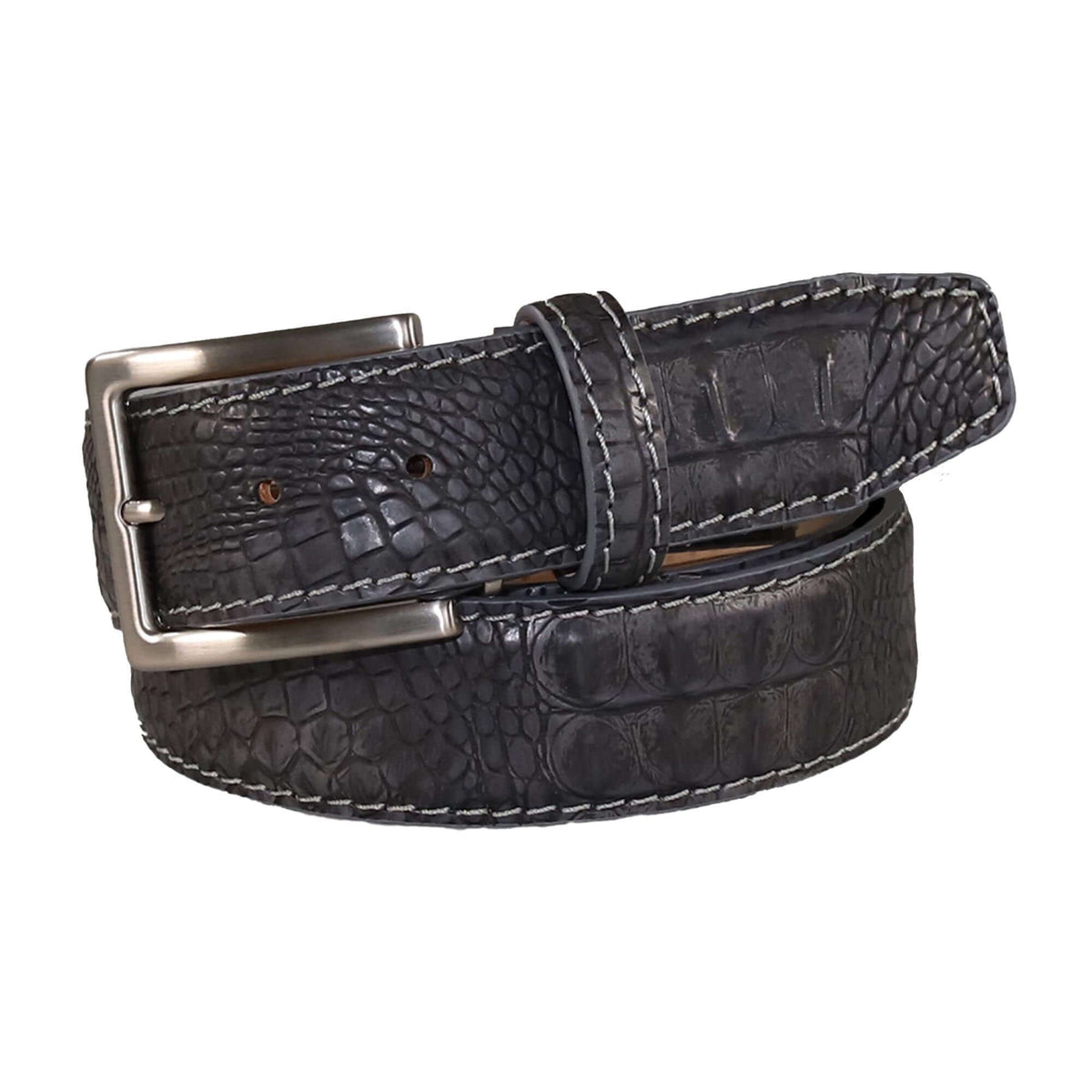 Vintage Gray Mock Croc Belt – Men's Belts | Roger Ximenez | Mock Croc | Roger Ximenez