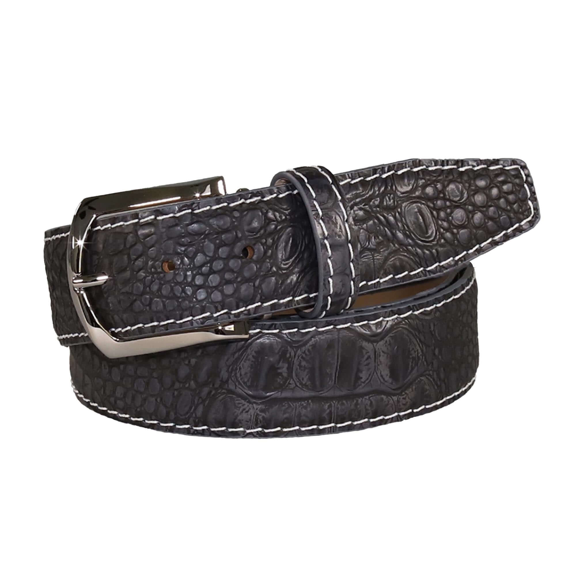 Vintage Gray Mock Croc Belt – Men's Belts | Roger Ximenez | Mock Croc | Roger Ximenez