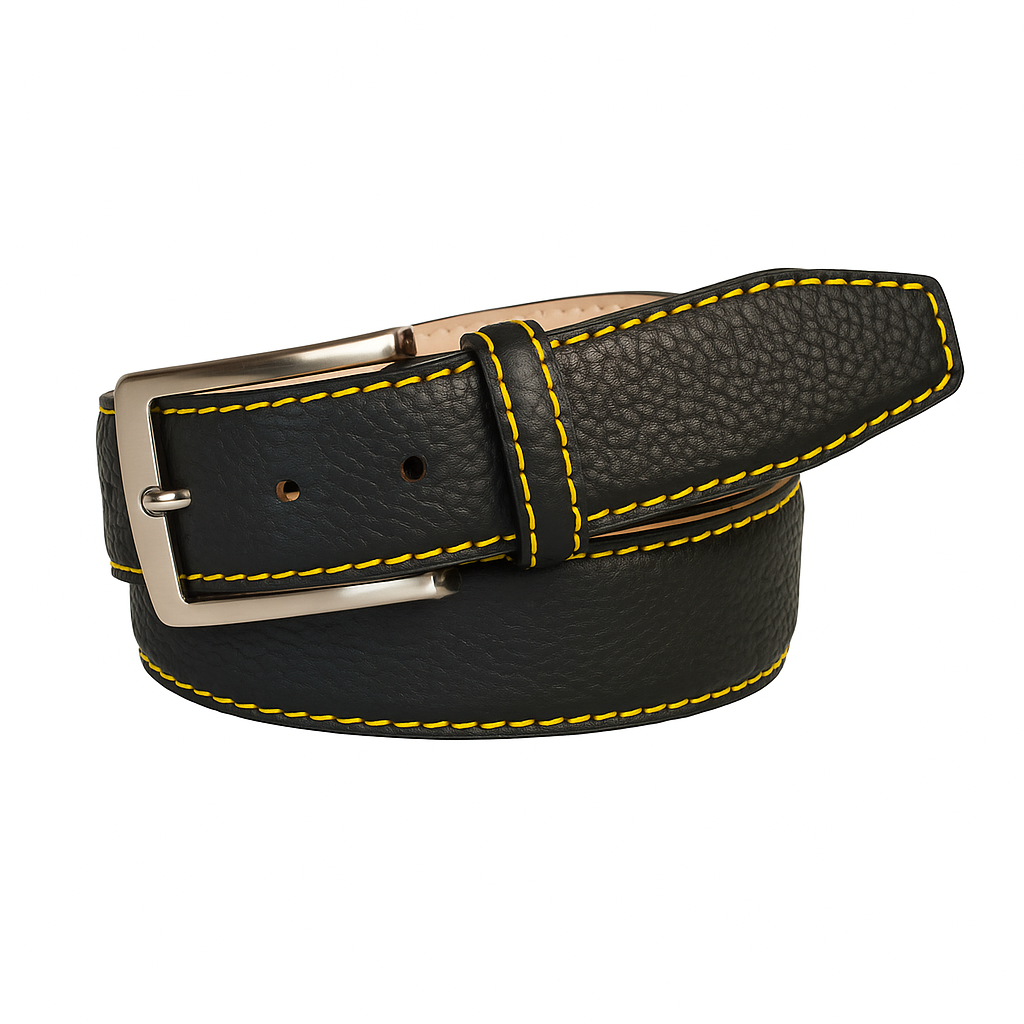 Austin Dark Green French Pebble Leather Belt