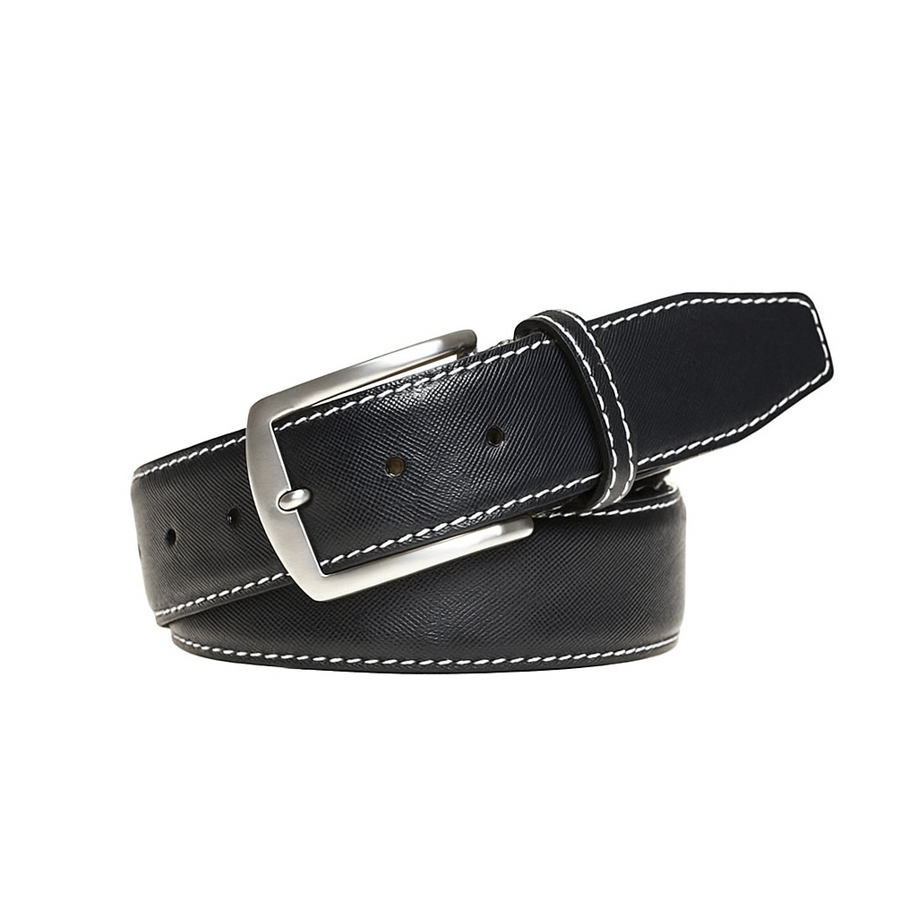 Black Saffiano Designer Leather Belt | Mens Fashion | Roger Ximenez Black Saffiano Designer Leather Belt | Mens Fashion | Roger Ximenez