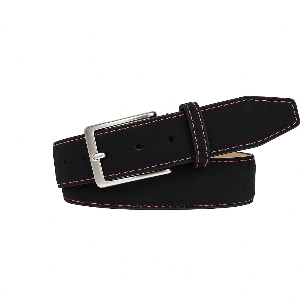 Black Genuine Suede Leather Belt | Mens Leather Goods | Roger Ximenez