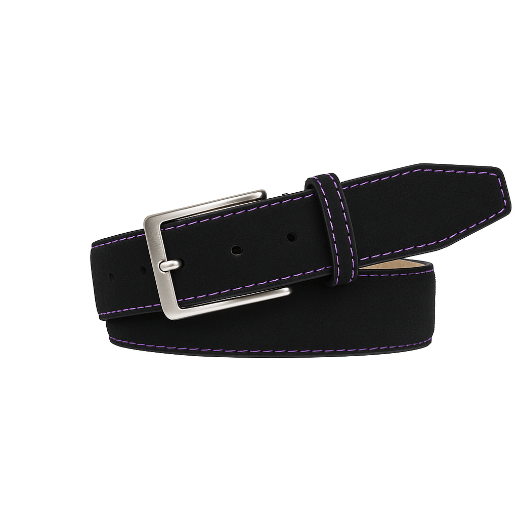 Black Genuine Suede Leather Belt | Mens Leather Goods | Roger Ximenez