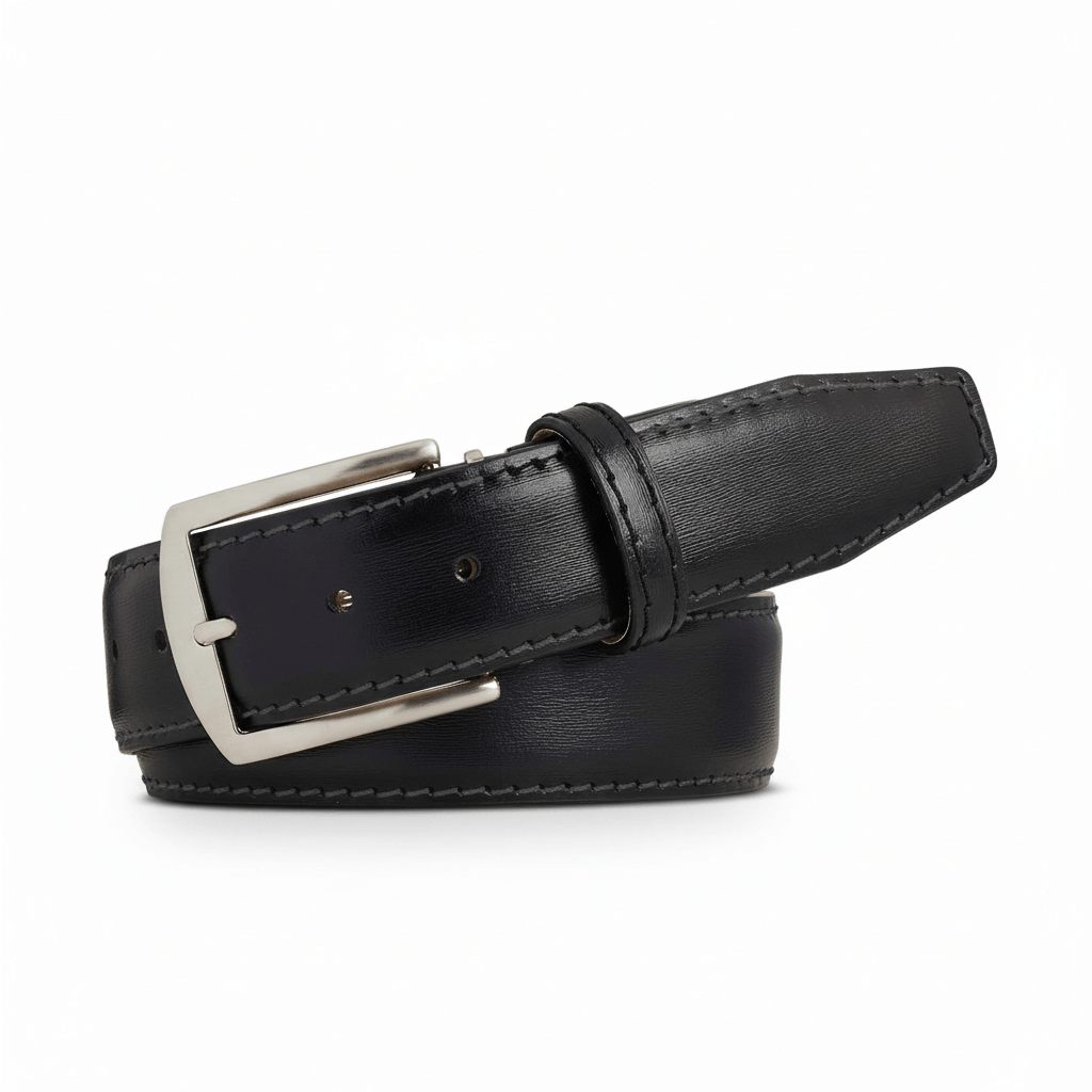 Kamea Black Italian Calf Leather Belt