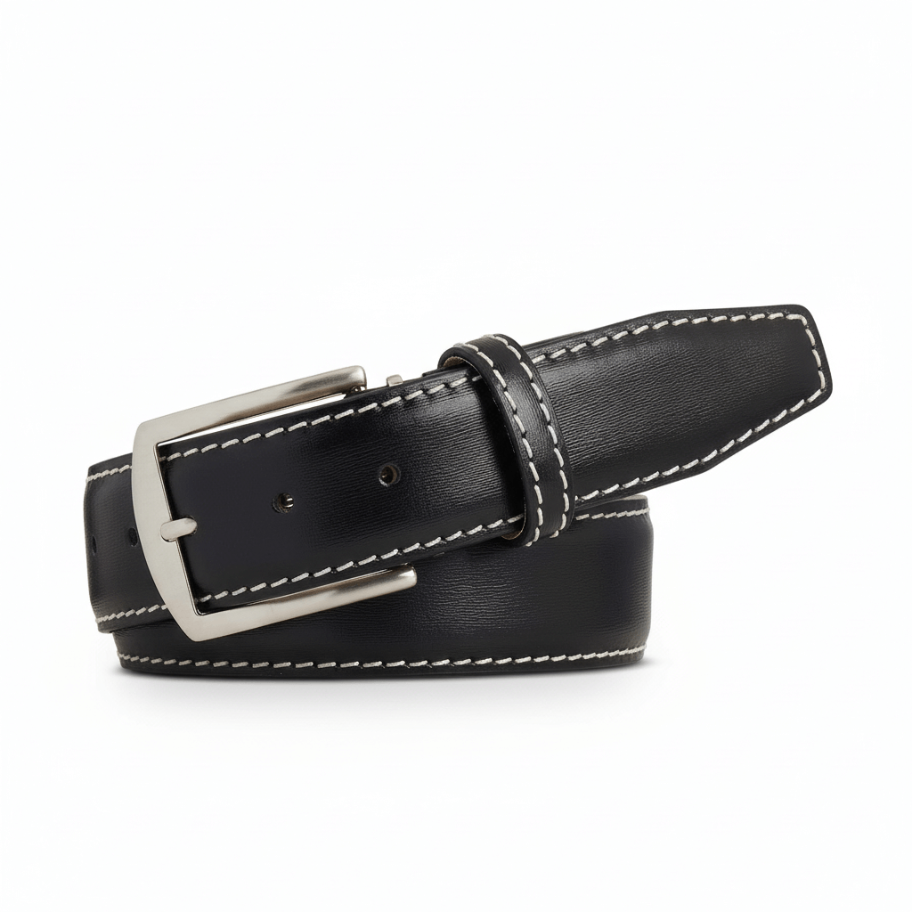 Kamea Black Italian Calf Leather Belt