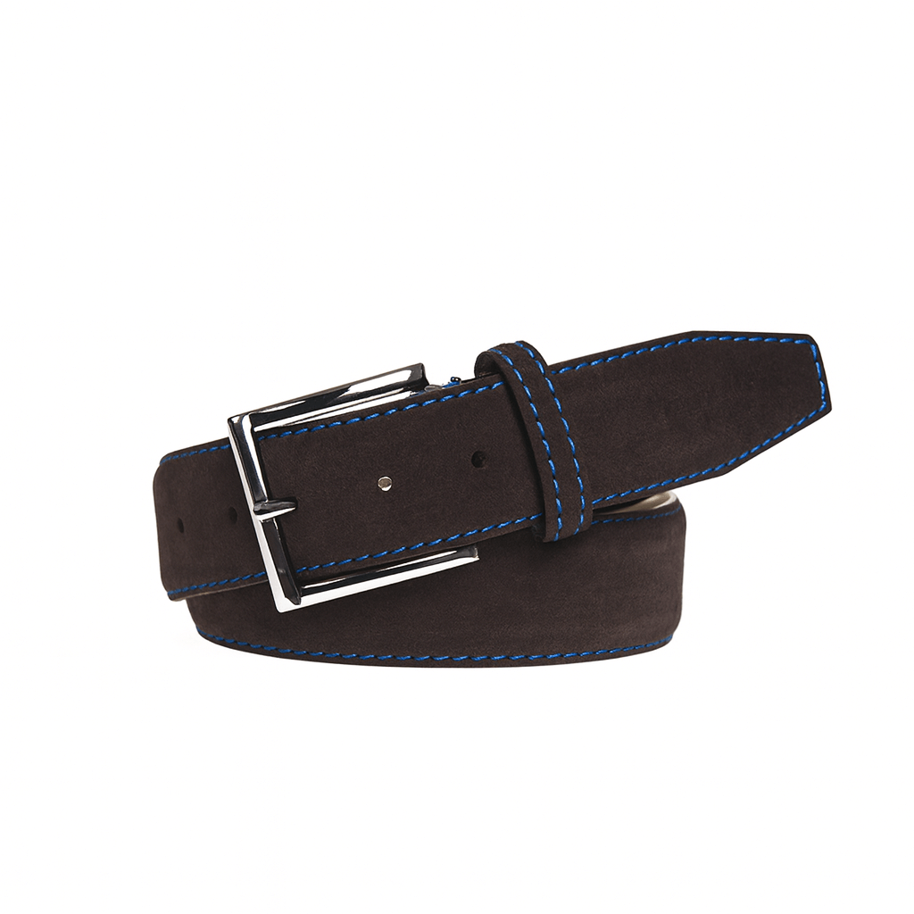 Brown Suede Designer Leather Belt | Mens Leather Goods | Roger Ximenez