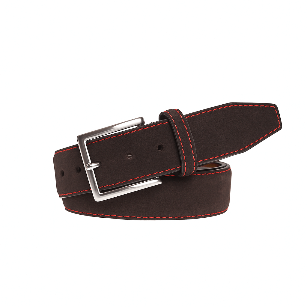 Brown Suede Designer Leather Belt | Mens Leather Goods | Roger Ximenez