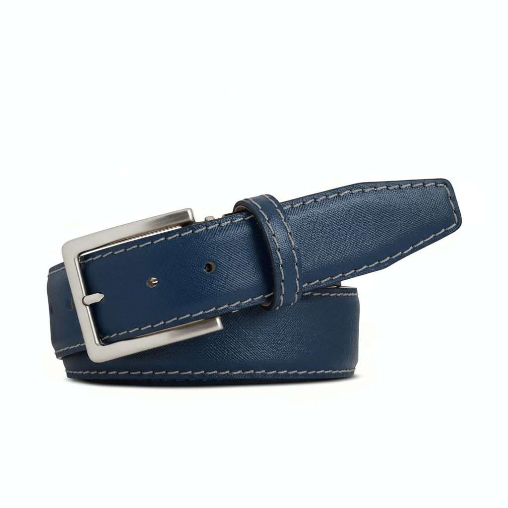 Cobalt Saffiano Leather Belt