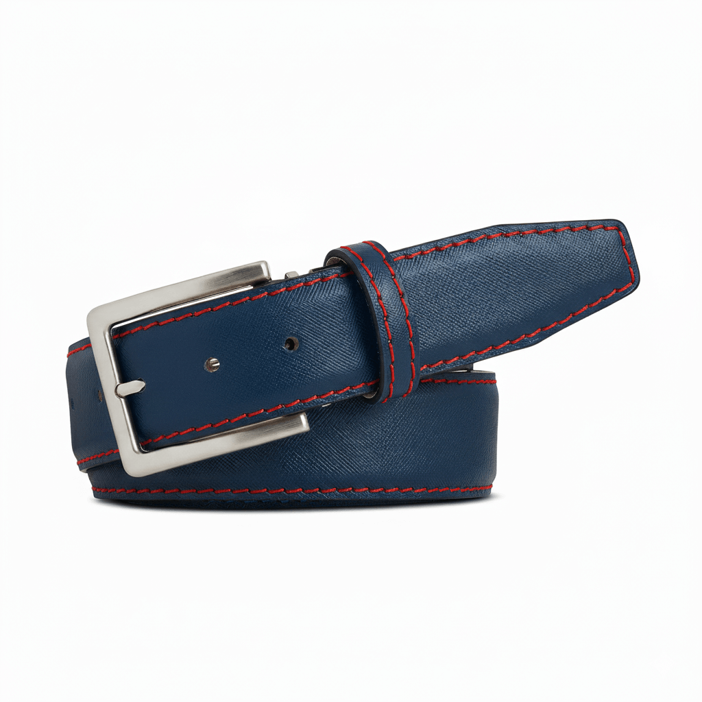 Cobalt Saffiano Leather Belt