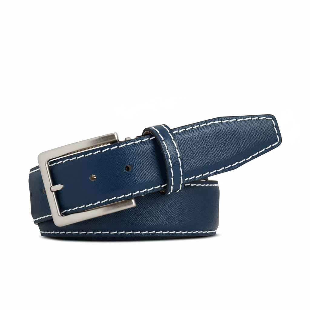 Cobalt Saffiano Leather Belt