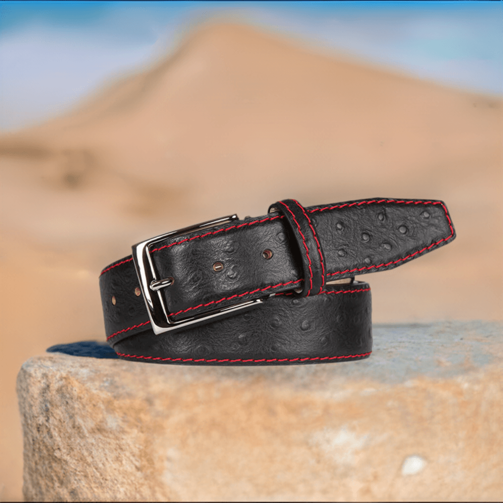 Luxury Mock Ostrich Leather Belt | Roger Ximenez Luxury Mock Ostrich Leather Belt | Roger Ximenez