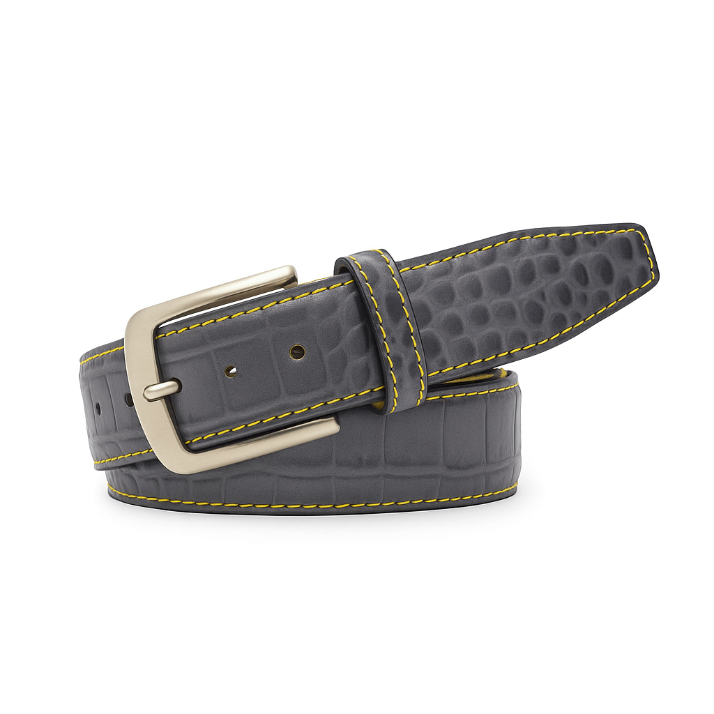 Gray Mock Gator Leather Belt
