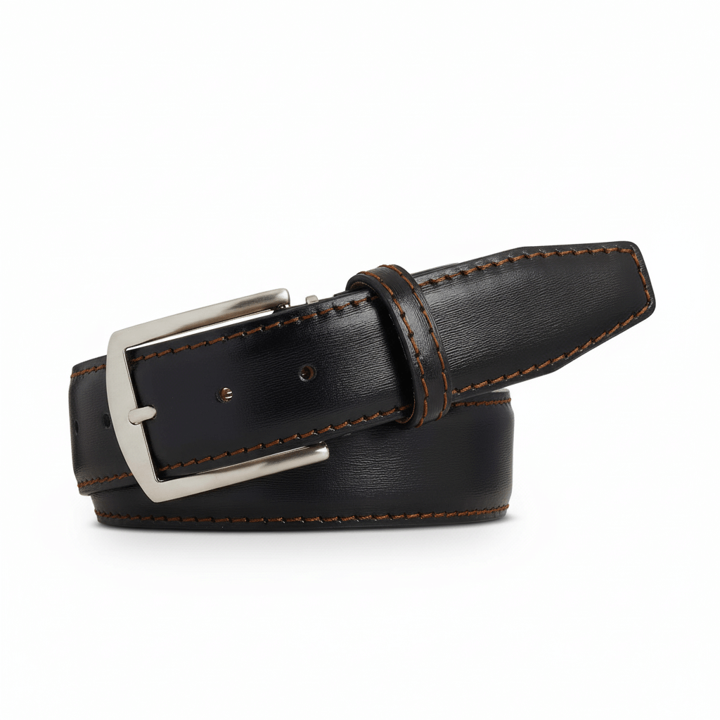 Kamea Black Italian Calf Leather Belt