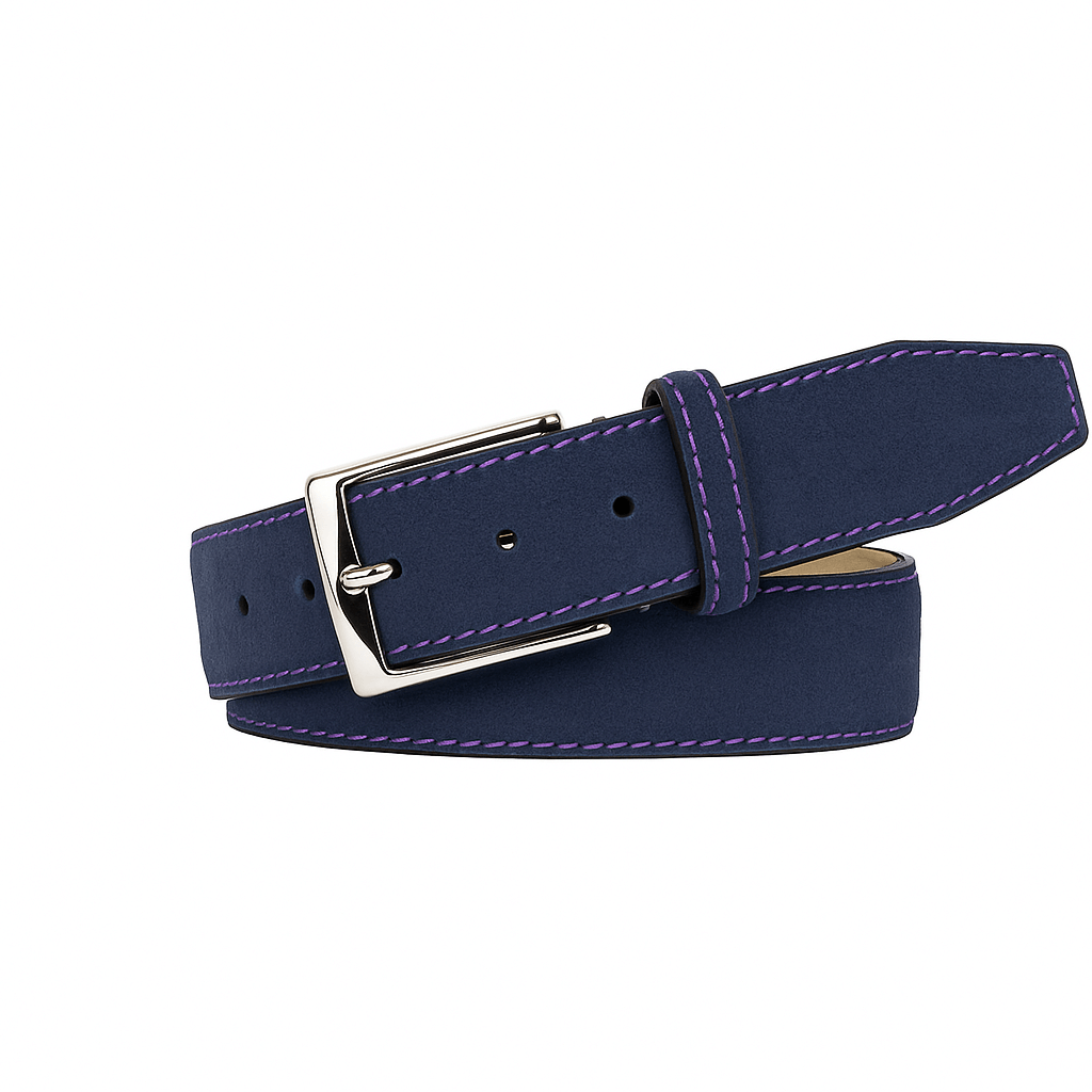 Navy Suede Leather Belt | Mens Leather Accessories | Roger Ximenez