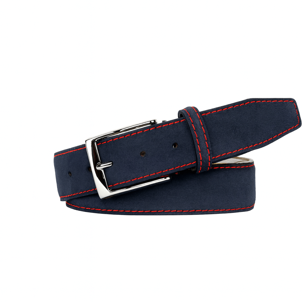 Navy Suede Leather Belt | Mens Leather Accessories | Roger Ximenez | Genuine Suede | Roger Ximenez