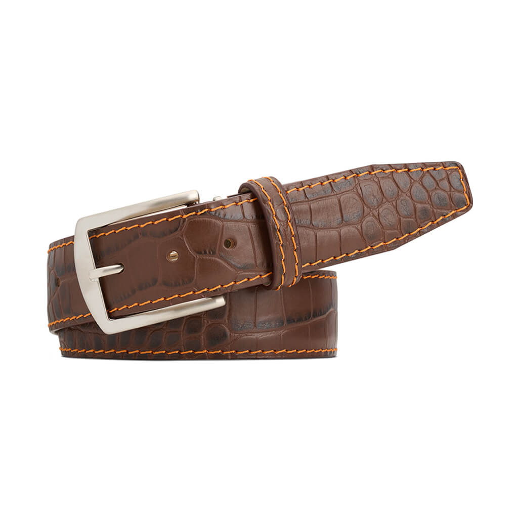 Brown Mock Croc Leather Belt