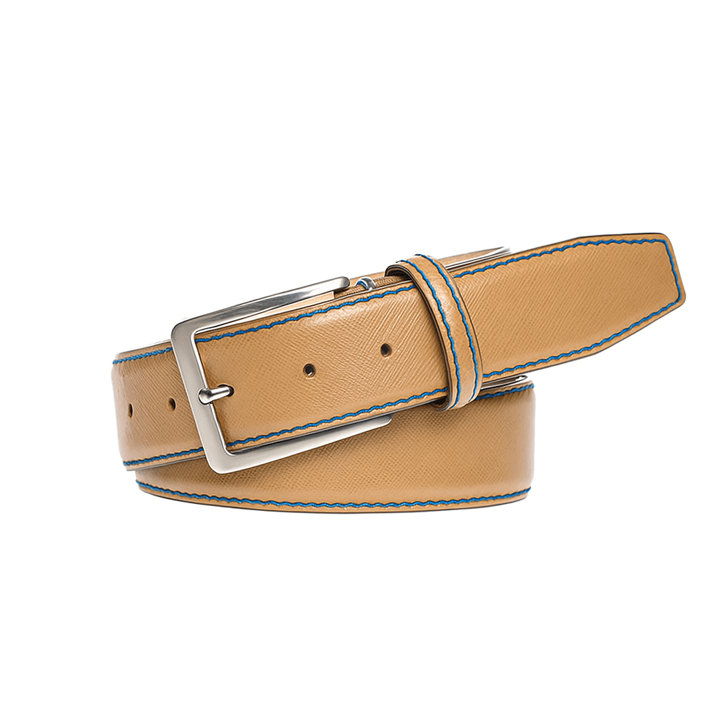 Tan Saffiano Italian Leather Belt | Designer Belts | Roger Ximenez